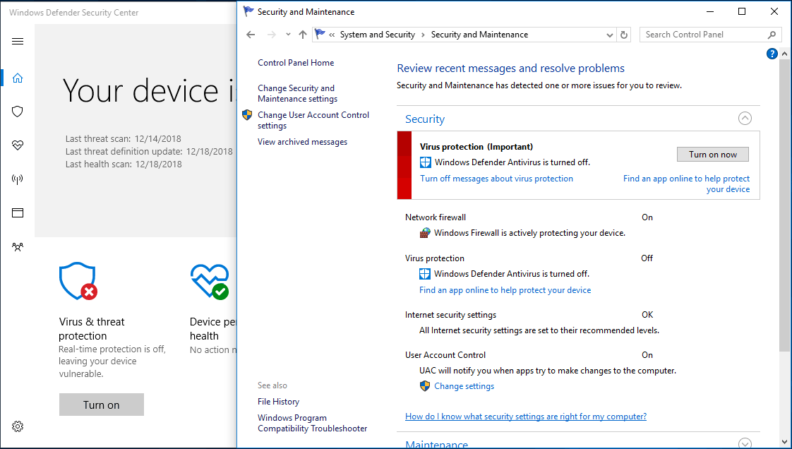 Windows Defender n'active pas Windows 10
