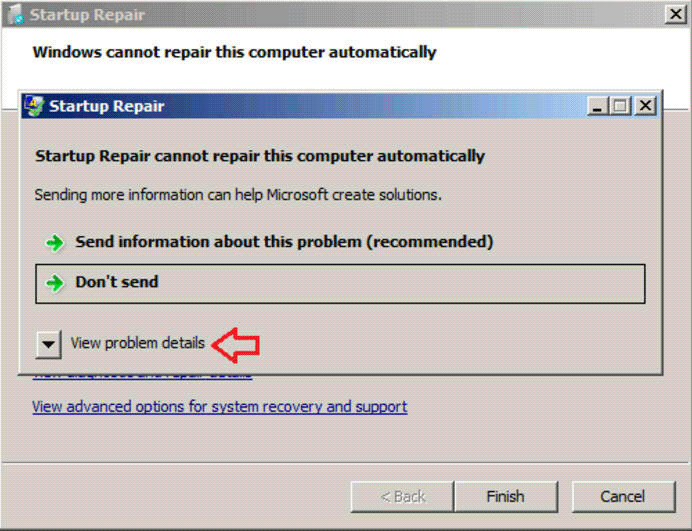 Reparación de inicio no puede reparar esta computadora