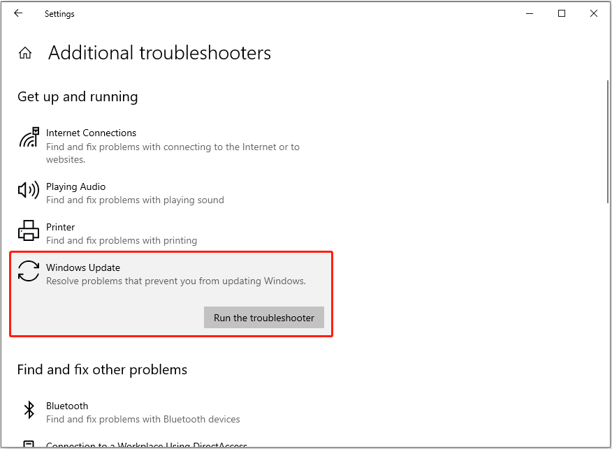 run the troubleshooter