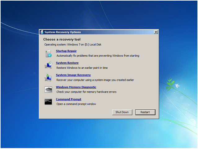 Recovery Environment in Windows 7