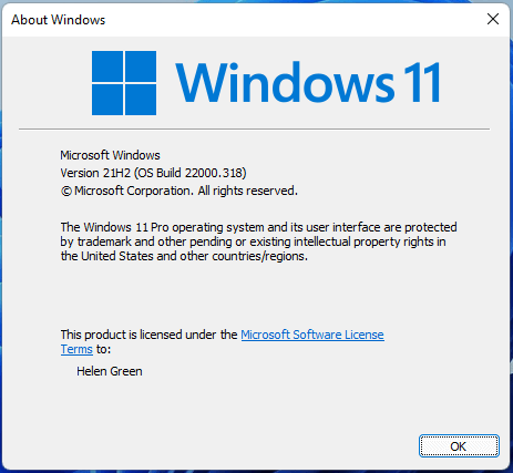 Windows 11 winver