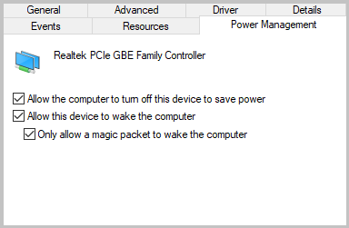 enable Power Management options